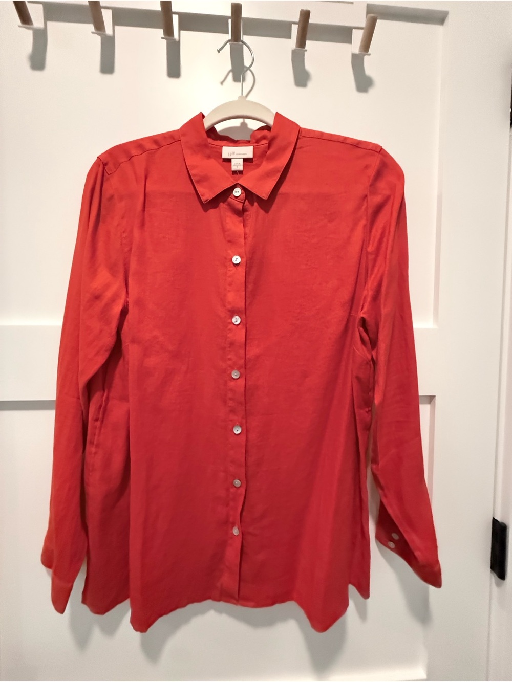 J Jill Linen Shirt Orange Peel Size Medium